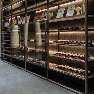 Phòng bếp Cabinet Glass Pantry Cabinet Wall Almirah With Glass Door Wine Rack