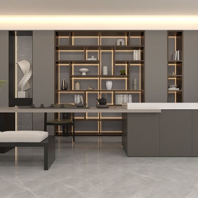 ODM Phòng bếp góc Modular Tủ lưu trữ Tấm kính hiển thị với đèn